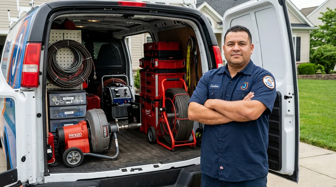 Professional drain cleaning equipment and Johns Plumbing LLC plumber in Lavaca