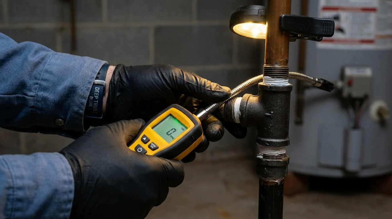 Gas leak detection with electronic sniffer by Johns Plumbing LLC in Lavaca