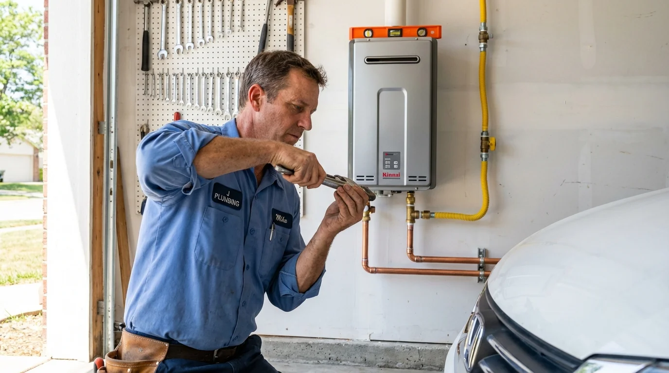 Tankless water heater installation by a Johns Plumbing LLC plumber in Lavaca